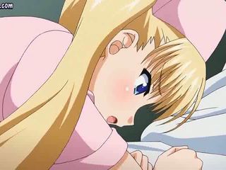 Teenie anime blondýnka gets licked