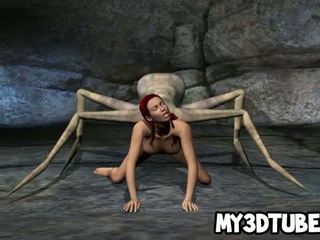 3d pelirroja nena getting follada por an alien spider