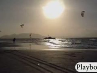 Three Playmates Try Out Wake Boarding