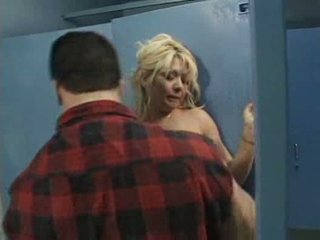 Hot blonde gets fucked in the bathroom