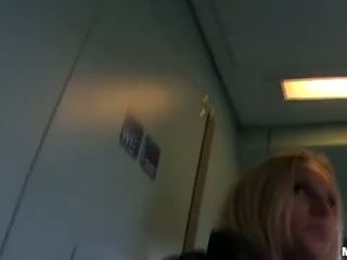 Amateur MILF blonde public toilet sex