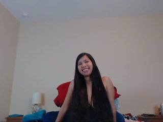 Cute Long Haired Asian Striptease and Hairplay: HD Porn a9