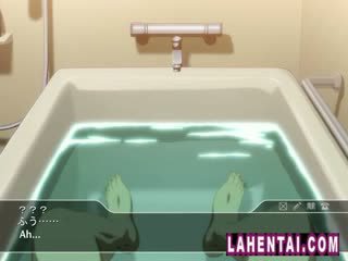 Two hentai fete joins guy în bath